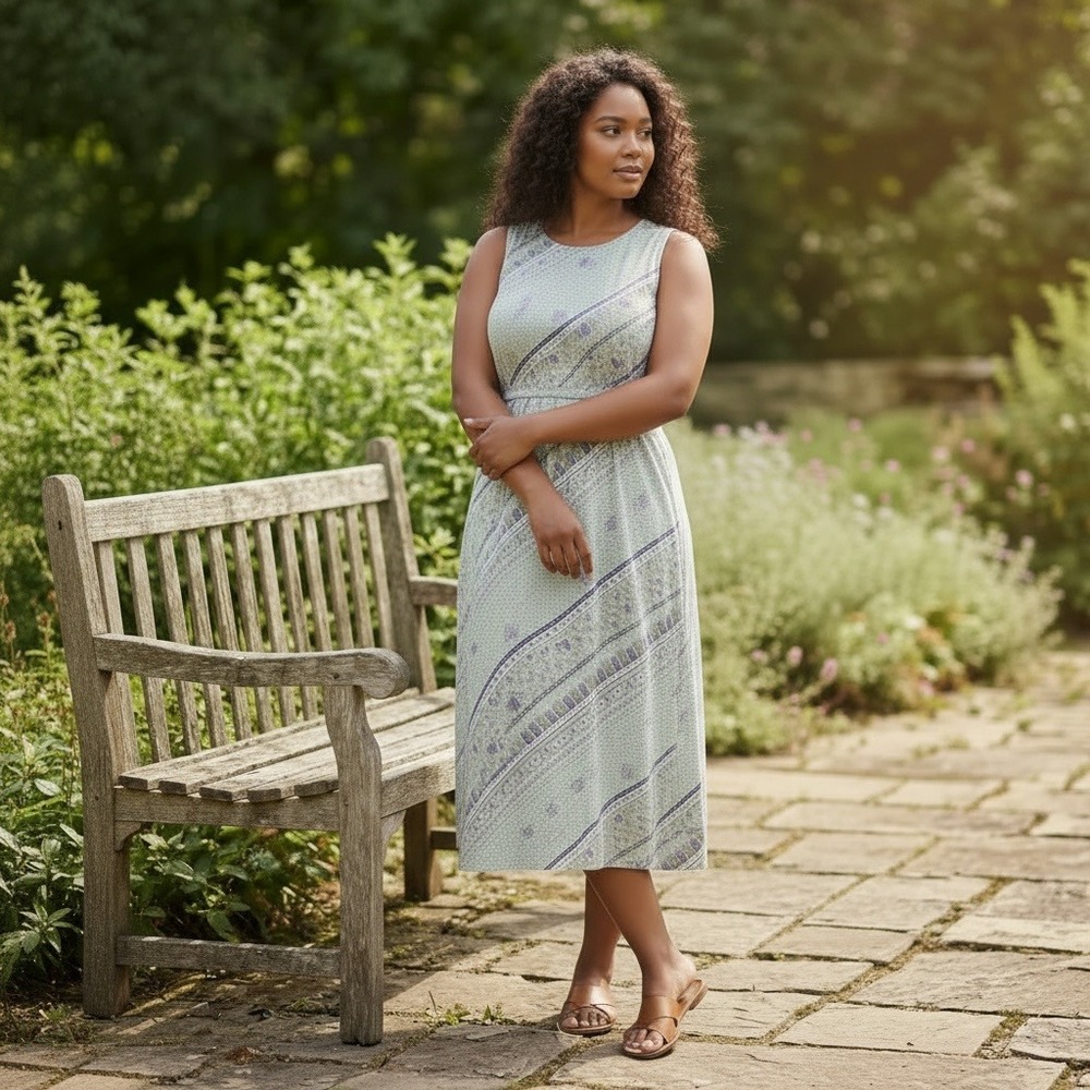 Fashion Bug Sleeveless Mint Green Printed Maxi Dress